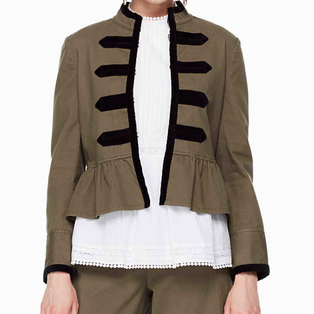 kate spade Olive Green Military-Style Blazer with Black Trim - Picture 5 of 6